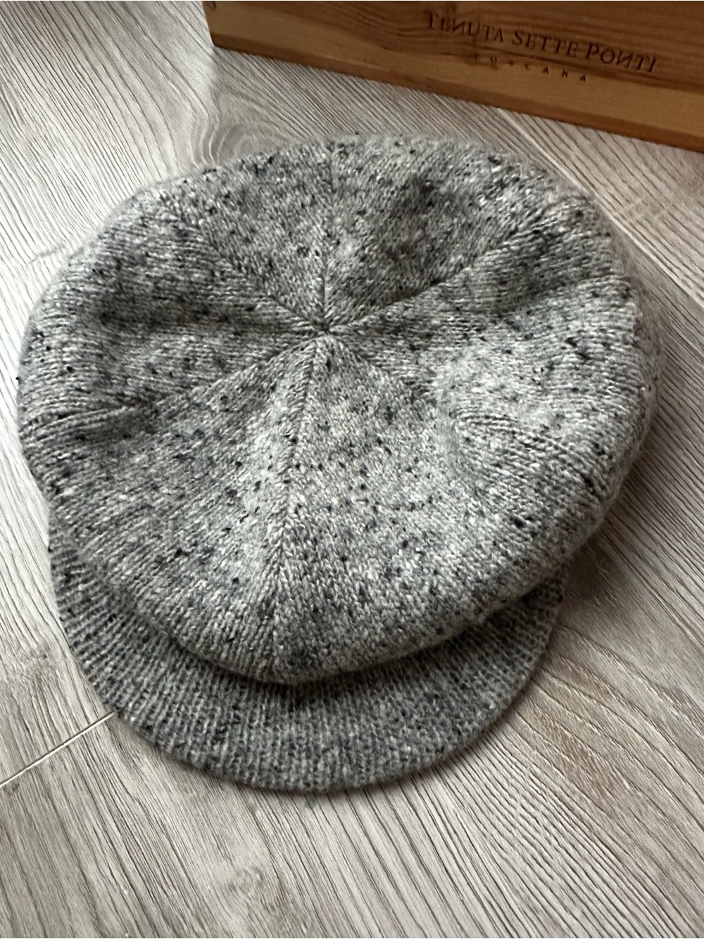 Lauren Ralph Lauren Lambswool Knit Newsboy Cap Hat Gray Tweed